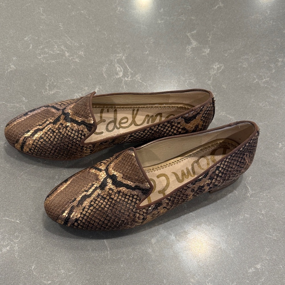 Sam Edelman Brown Snake Print Loafers